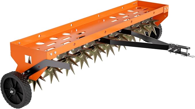 40" Spike Aerator Tow Behind, Lawn Aerator Tow Behind with Universal Hich, Orange Galvanized Steel and Includes a Pallet Capable of Supporting 280 Pounds, Pull Behind Aerator for Garden, Farm and Lawn