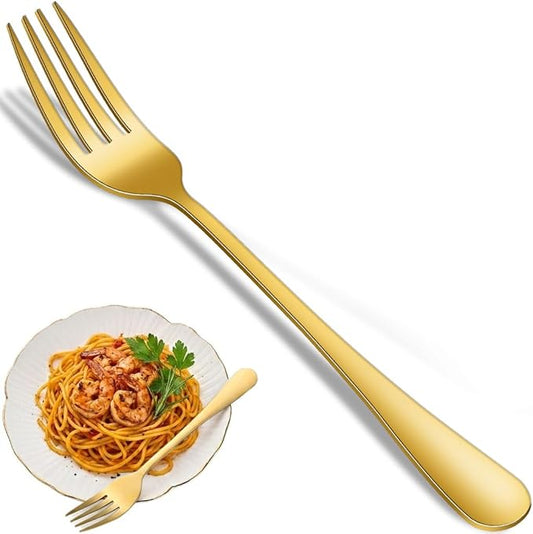 16-Piece Gold 8 Inches Stainless Steel Dinner Forks Set,Golden Silverware Fork,Durable Mirror Polishing Table Forks For Restaurant And Hotel