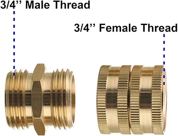 Hourleey Garden Hose Adapter, 3/4 Inch Solid Brass Hose Connectors Adapters Male to Male, Female to Female, 4 Pack