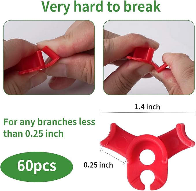 XINHUIDALSQ 60 PCS Low-Pressure Plant Training Clip, 90 Degrees Plant Stem Trainer, Plant Training Clips Plant Bud Bender, Gentle Plant Clips(Red)