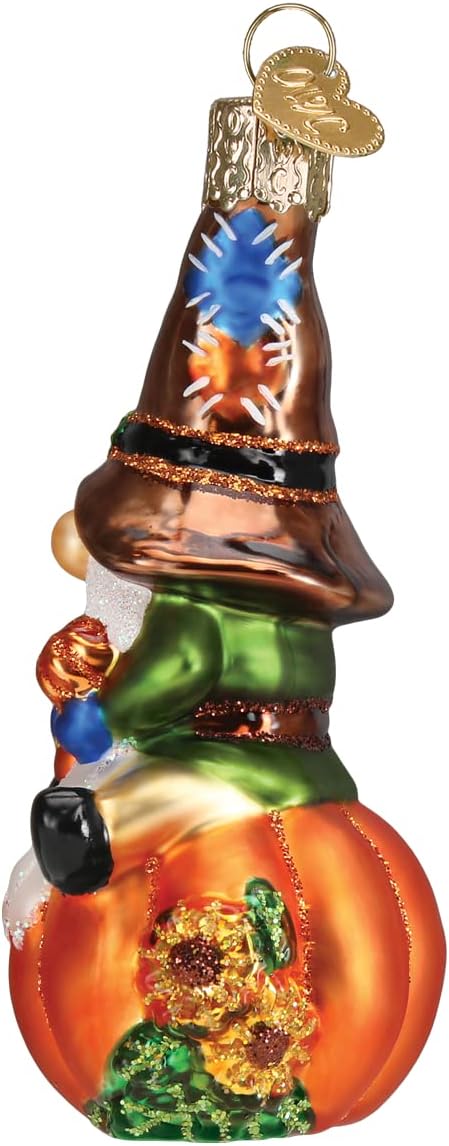 Old World Christmas Fall Harvest Gnome Glass Blown Ornament for Christmas Tree, Handcrafted Holiday Decoration, Gnome Collection