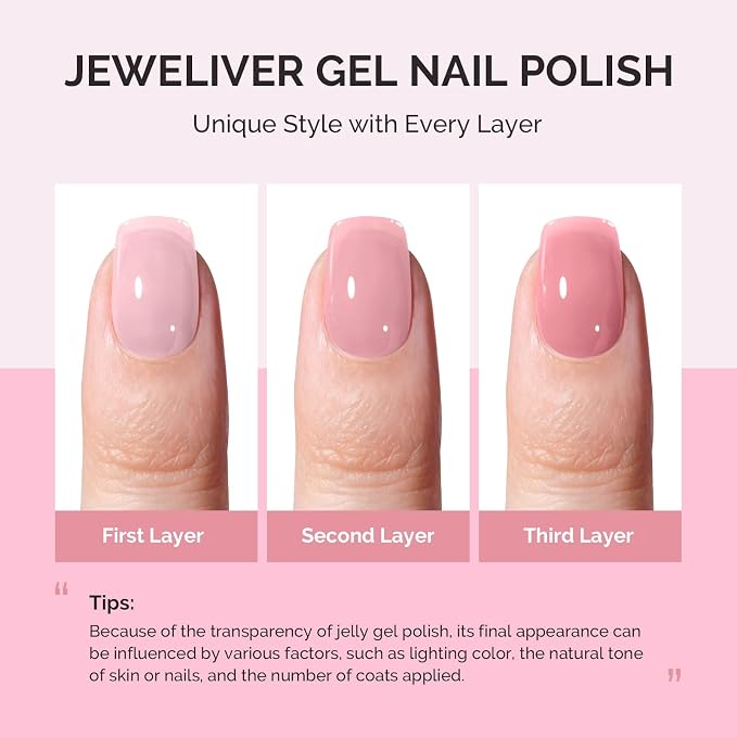 MelodySusie Jeweliver Jelly Gel Nail Polish, 0.5Fl.oz Dreamy Nude Pink Gel Polish Soak Off UV LED Light Cure Gift for Women Manicure Nail Art DIY at Home B6646