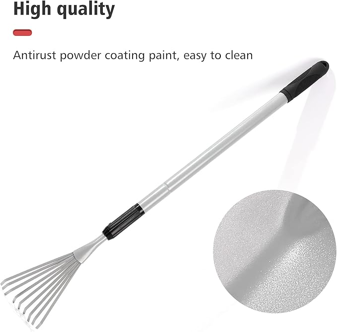 Extendable Handle Rake,Shrub Rake,for Clean up Debris Lawn Shrub Bush and Flowers