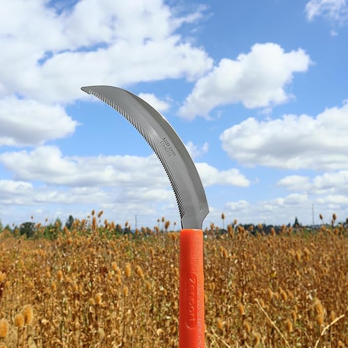 Zenport K208P Harvest Sickle with Plastic Handle, Light Serration, 6.5-Inch Stainless Steel Blade, Orange - 3 Pack
