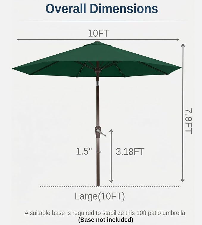 10FT Patio Umbrella, Outdoor Umbrella with Push Button Tilt and Crank, 8 Sturdy Ribs, UV Protection & Waterproof Market Umbrella for Pool, Backyard, Beach,Deck