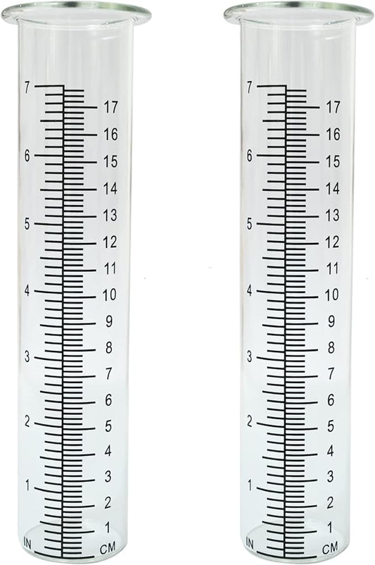 7" Plastic Rain Gauge Replacement Tube, 8.25 x 2.25 x 1.75 inches Cold Resistance Crack Resistance for Outdoor Garden Yard Home, 2PCS