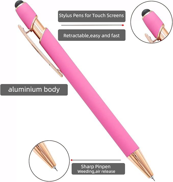 3 Pieces Pin Pen Weeding Tool for Vinyl, Precision Weeding Pen Tools Quick Air Release Tool Pinpen Vinyl Pen Weeder Touch Screen Pen (Frosted Rose, 3)