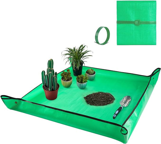 HNXTYAOB Extra Large Waterproof Potting Mat for Indoor Plants Transplanting and Dirt Control, Square Repotting Mat Portable Succulent Potting Tray Gardening Gift for Plant Lovers (39.5"x39.5")