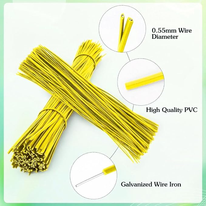 200 PCS Twist Ties for Plants, 7.8 Inch Garden Twist Ties Reusable Yellow Cable Tie with Rugged Metal Innercores for Bread Cake Pop Candy Bags Cable Organization Christmas Tree Gardening Decor