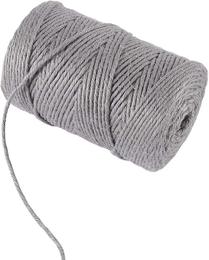 Vivifying 3mm Gray Twine, 328 Feet Strong Jute Rope for Garden, Wrapping, Crafts, Bundling and Decoration