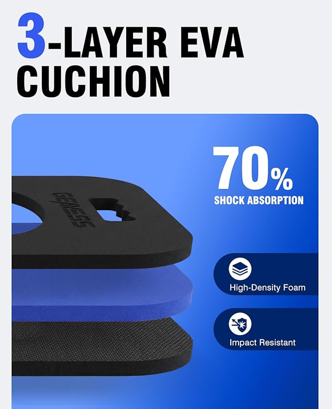 Garden Kneeling Pad, Comfortable Foam Knee Pad with Handle & Tool Tray, Durable Supportive Knee Cushion for Gardening, Garage Work, Workshop Repairing, 18.7"x12"x1.1", Black & Blue | Extra Thick EVA Foam Mechanic Mat