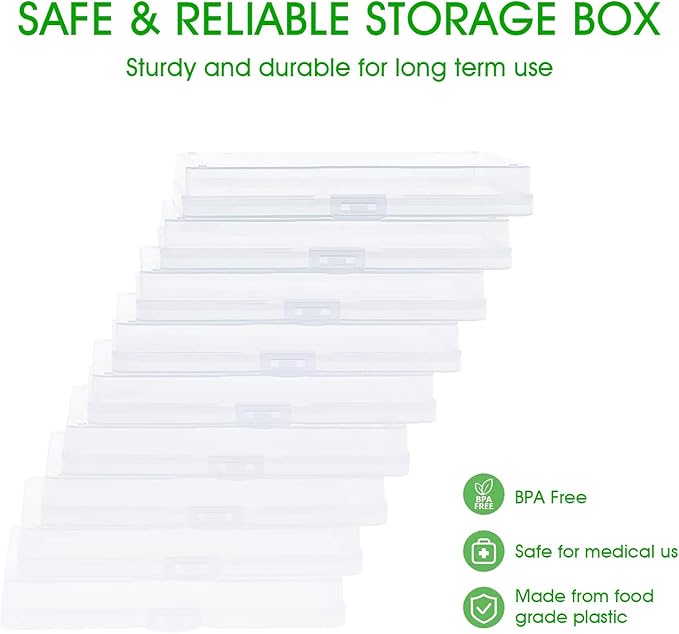 Photo Storage Box 5 x 7 Inches, 18 Inner Extra Large Photo Boxes with Dividers, Clear Acid-Free Photo Storage Containers with Handle, Photo Organizer Craft Keeper for Photo, Craft, Stamp
