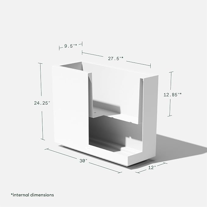 Veradek Block Series Span Plastic Planter - Tall Rectangular Planter for Indoor or Outdoor Patio/Porch, White, 24.25 in Height, 12 in Width, 30 in Length