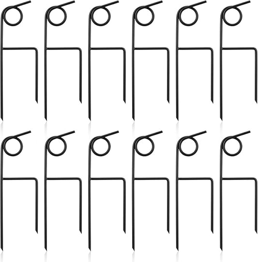 12 Pcs Plant Garden Hose Guide 16 Inch Metal Plant Protector Stakes Rustproof Coated Iron Garden Hose Guide Spike for Lawn Yard Flower Protection(Black)