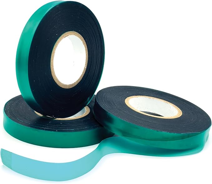 1 Roll 150 Feet Stretch Tie Tape 0.5 Inch Garden Tie Tape Thick Plant Ribbon Garden Green Vinyl Stake for Indoor Outdoor Patio Plant Use