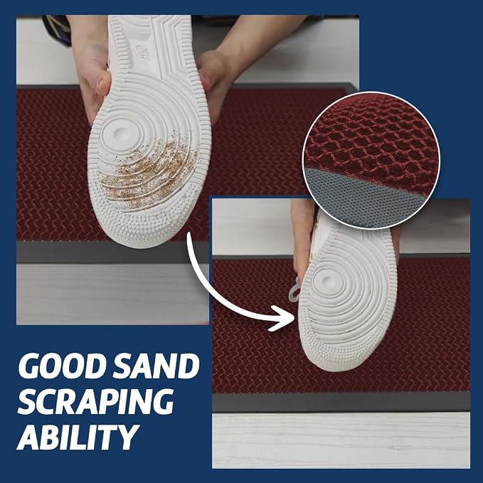 Muddy Mat® Meshy Mat™ Door Mat Heavy-Duty Quick-Dry Floor Mat, Sand & Dirt Trapper for Indoor & Outdoor, Ideal for Entrance, Mudrooms,Patios & Garages,Low-Profile,Non-Slip,Washable– Red 36"x60"x0.4"