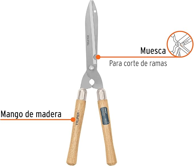 TRUPER T-19 7 1/2" Wood Handle "Classic" Hedge Shears