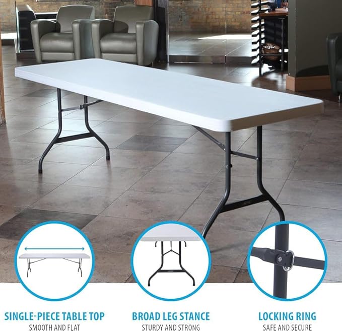 LIFETIME 22980 Folding Utility Table, 8 Feet, White Granite, 96"""