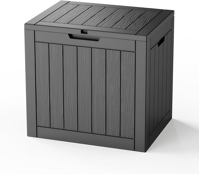 35 Gallon Lockable Outdoor Storage Box – Waterproof Resin Deck Box with Lid, Weatherproof Bin for Patio Furniture, Pool Supplies & Garden Tools (Black)