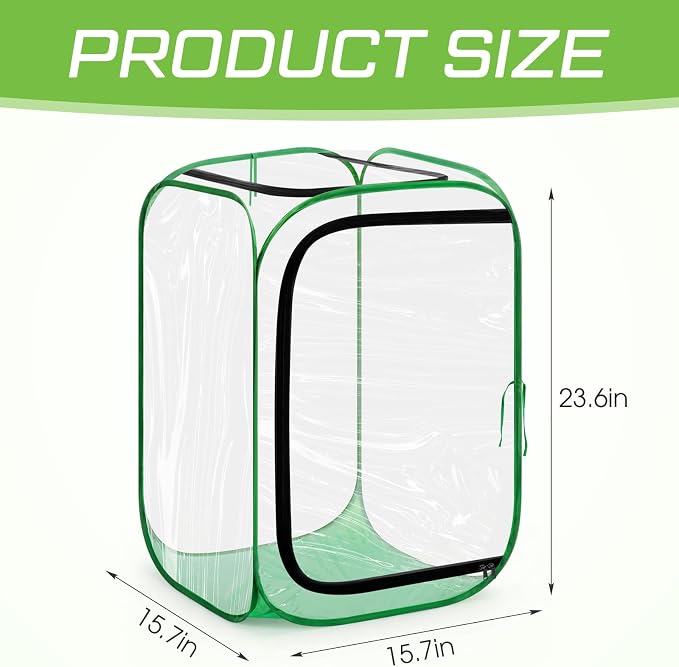 2 Pack Pop up Plant Greenhouse Cover Foldable Mini Clear Greenhouse 15.7" x 15.7" x 23.6" PVC Small Portable Plants Cover Accelerator for Indoor Outdoor Vegetable Fruit Garden Protecting