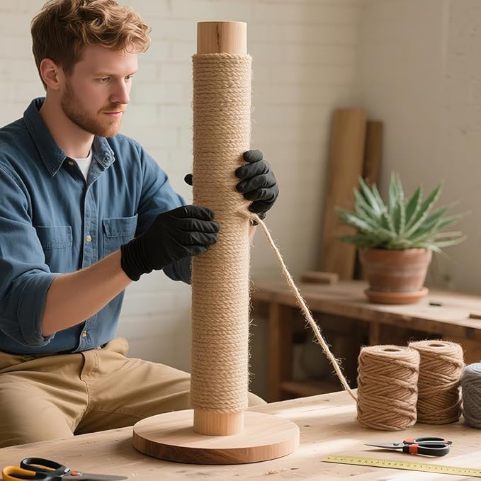 Jute Rope 6MM x 80FT Heavy Duty and Thick Twine Rope for Crafts Projects Gardening Bundling Cat Scratcher Scratching Post Tree Gift Wrapping Home Christmas Decoration (Brown 6mm* 80ft)