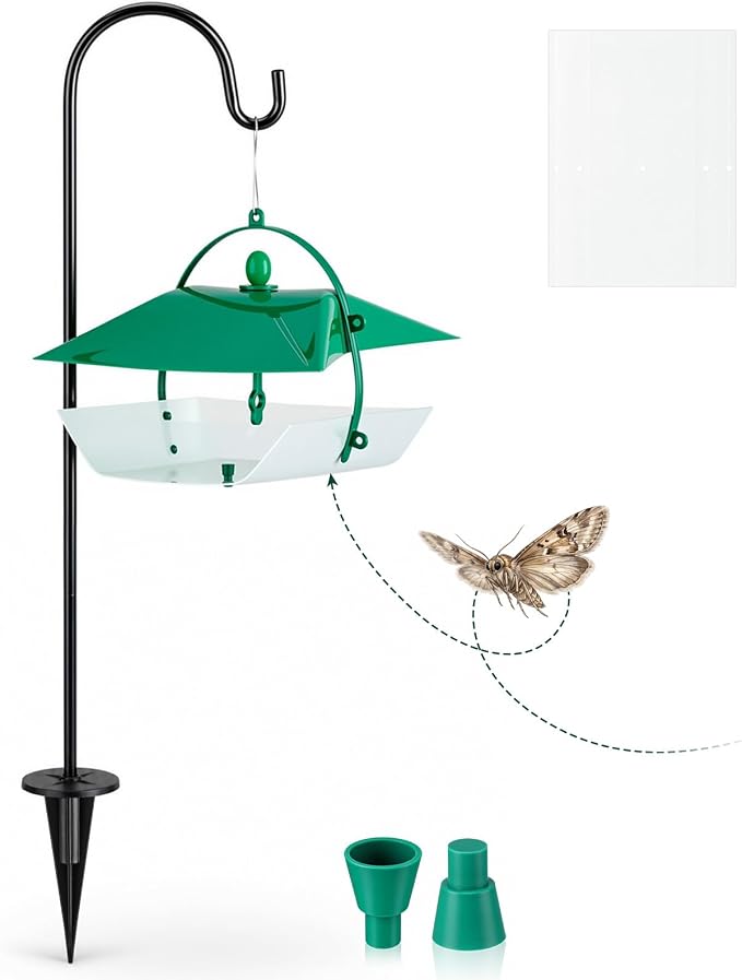 5 Pcs Reusable Leafminer Trap with Pheromone Lures, Bucket Style Insect Trap with 36.2'' Ground Stake, Outdoor Monitoring Tools for Citrus Trees Garden Orchard (2 Lures Included)
