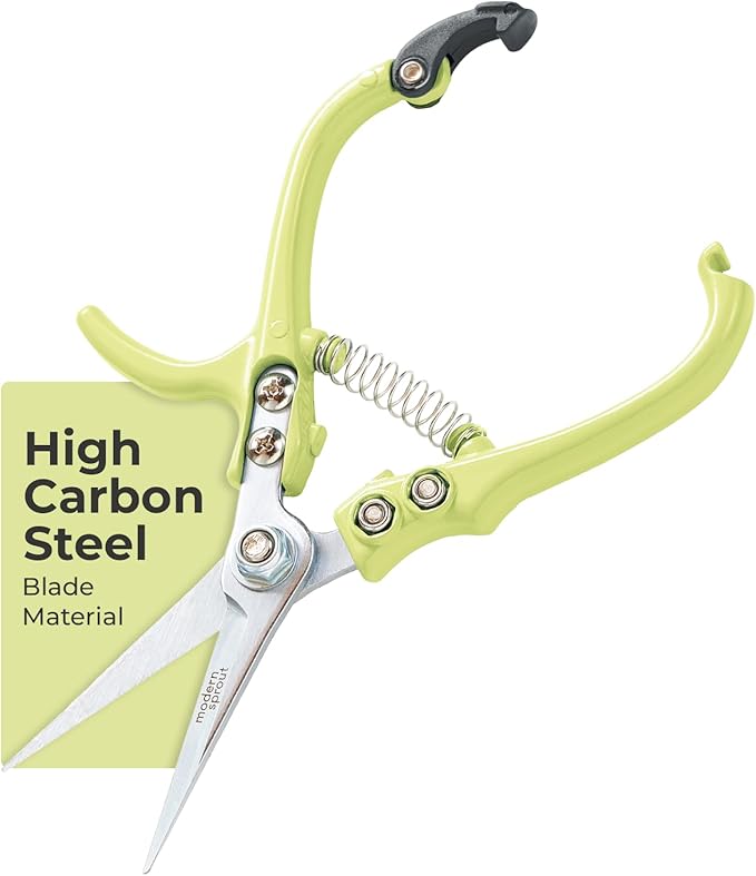 Modern Sprout Pruning Shears - Herb Snipping Scissors- Lightweight Gardening Tools W/Easy Lock- Flower Cutter Garden Shears-Gift for Father's Day-Carbon Steel Blade+Reusable Holster(Chartreuse,1-Pack)