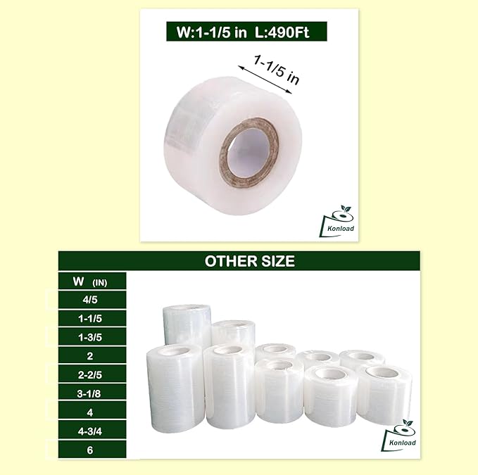 Nursery Grafting Tape, Buddy Tape for Fruit Trees/Plant Self-Adhesive PE Stretchable Film for Grafting and Budding -Garden Grafting Tool (3CM(1-1/5") W, 2 Roll)