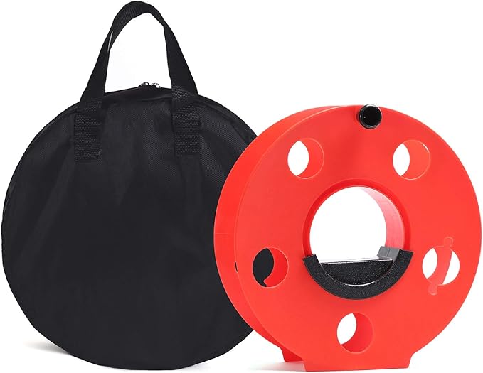 Homeon Wheels Heavy Duty Impact Resistant Plastic Extension Cord Storage Reel With Bag 1 Pack Durable & Safe, Lightweight & Portable, Ideal for Outdoor Projects & DIY Maintenance 100 Feet RED