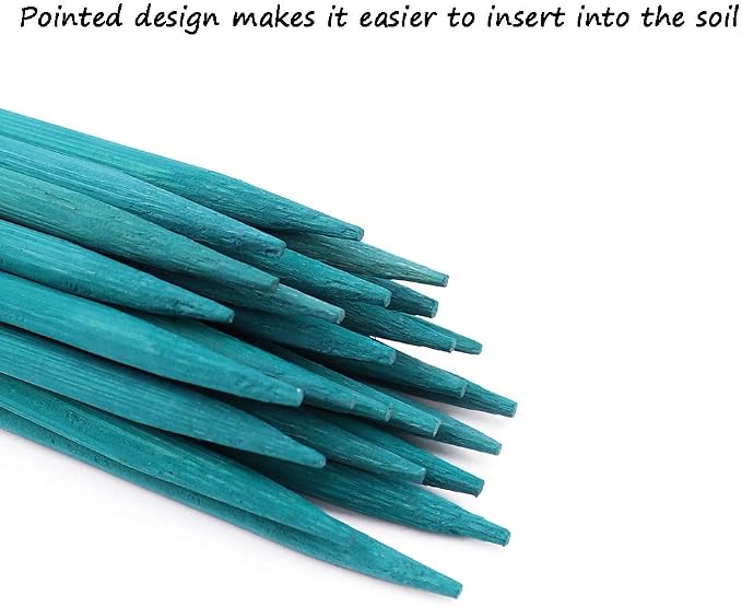 Garden Wood Plant Stakes Green Bamboo Sticks,HAINANSTRY Sturdy Floral Plant Support Stakes Wooden,Wooden Sign Posting Garden Sticks(25 Pack 15 Inches)