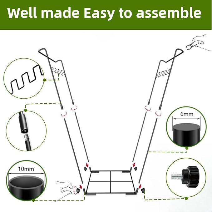 Garden Trash Bag Holder - Outdoor Leaf Bag Support Stand Multi-Use Metal Garbage Bag Holder Frame Holds 30-45 Gallons Bag for Leaves, Camping, Yard Weeding, Lawn Party