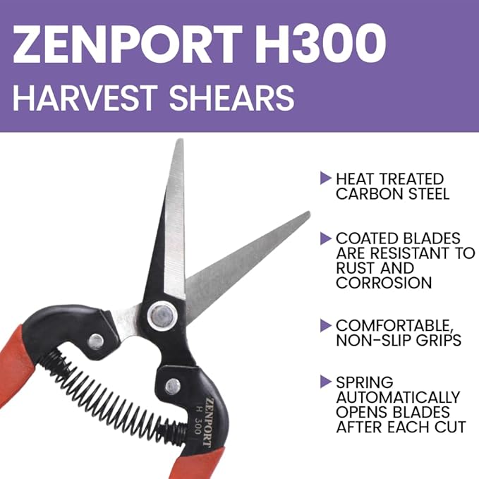 Zenport H300 Harvest Shear Long Straight Snip Carbon Steel Blade Box of 12