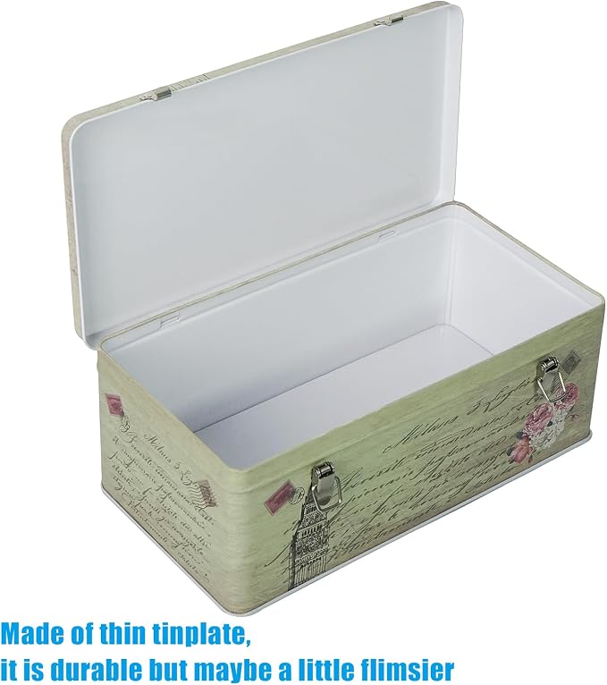 DreamsEden Metal Seed Organizer Storage Box - Rustic Garden Seed Saver Container for Packets with Hinged Lid Gifts for Homesteader Gardening (Tower)