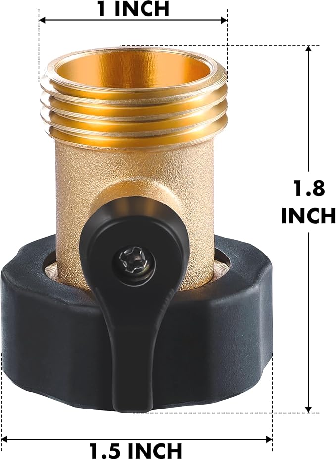 Twinkle Star Heavy Duty Brass Shut Off Valve Garden Hose Connector, Set of 2, TWIS3001