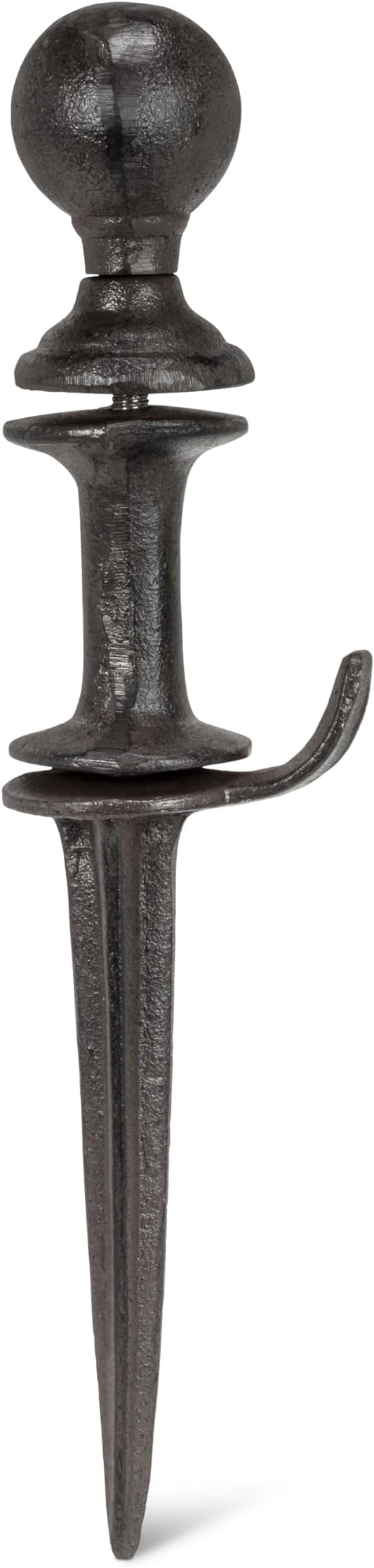 Abbott Collection Hose Guide Stake with Ball - Cast Iron, Black (11.5" H)