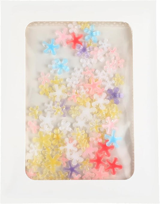 100Pcs 3D Crystal Flower Charms - Translucent Resin Mini Flowers for Miniature Dollhouse, Fairy Garden, Nail Art & DIY Craft Embellishments