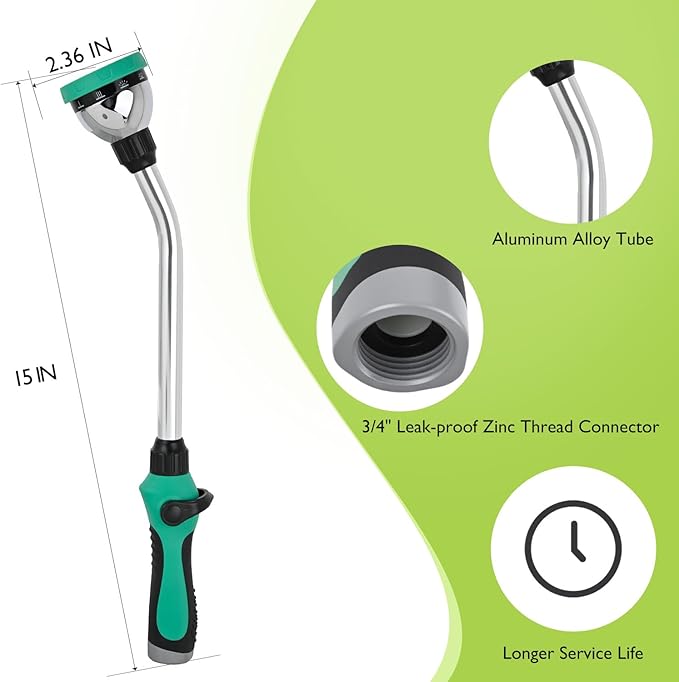 Yesker Watering Wand for Garden Hose, 19 Inch, 10 Spray Patterns, Garden Hose Nozzle with Thumb Flow Control, Ideal for Water Plant, Shrubs and Yard