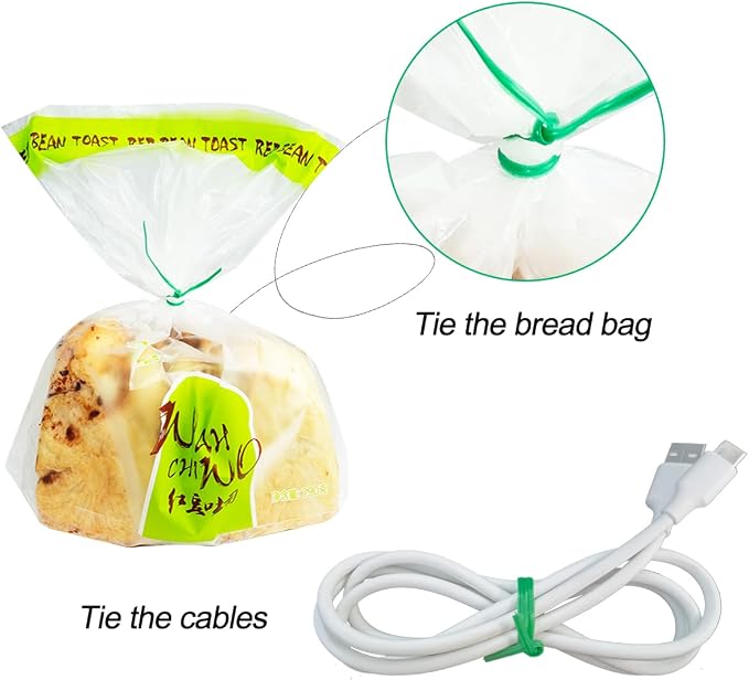 300 Pcs 6 Inch Twist Ties for Bags, Plant Ties, Breads Ties Twisty-tie, Climbing Plants Ties, Bags Cables Cords Ties, Heavy Duty, Soft Green PE, w. Reusable Mylar Ziplock Bag