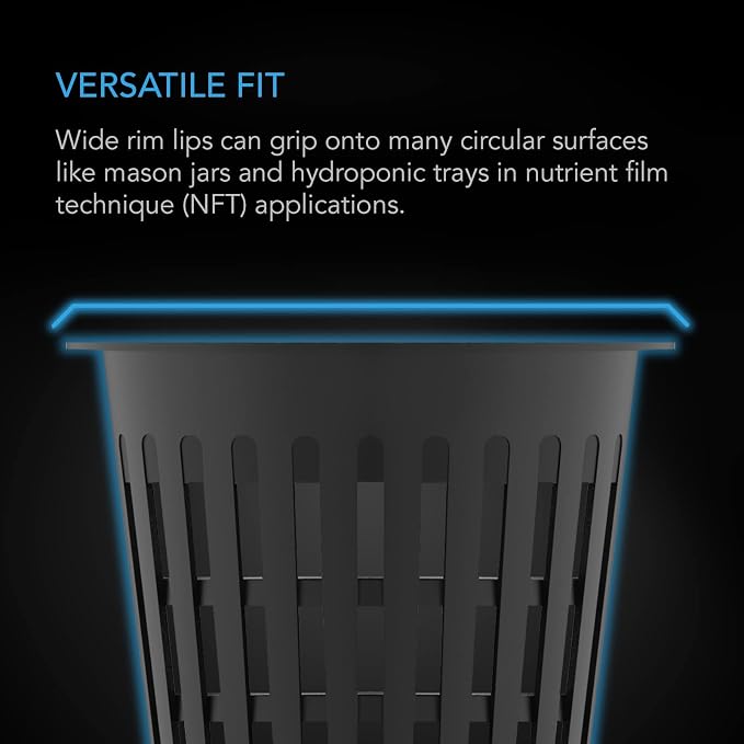 AC Infinity Net Cups 3-Inch, Heavy Duty Garden Slotted Net Pots with Wide Lip Rims, 25-Pack Black Bucket Basket for Indoor Outdoor Growing, Orchids, Aquaponics, Hydroponics