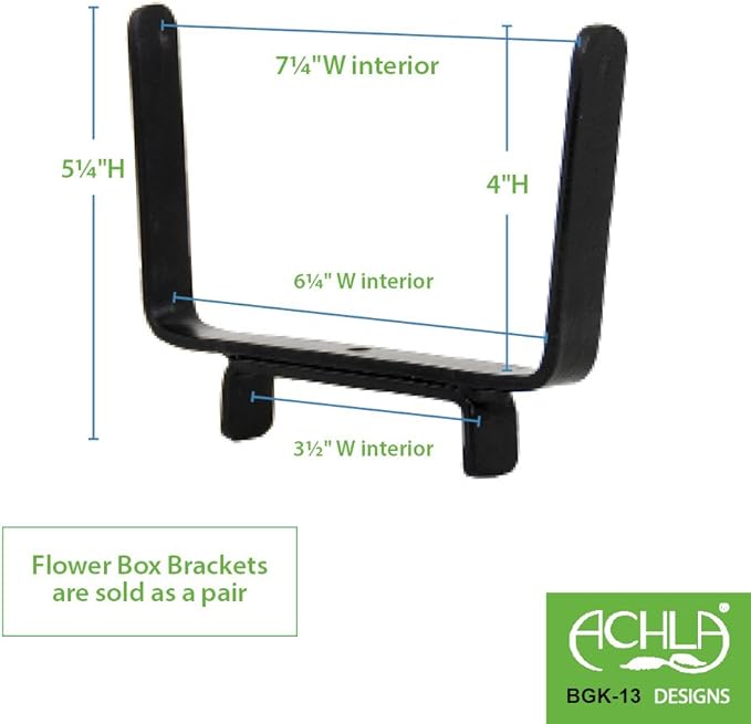 Achla Designs Window Flower Box Deck Railing Brackets, for 2 x 4, BGK-13