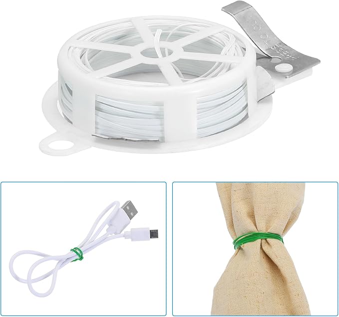 PATIKIL 65ft/20M Twist Ties, 3 Pack PE Garden Plant Ties with Cutter Reusable for Gardening Climbing Vines Office Home Cable Organizing, White