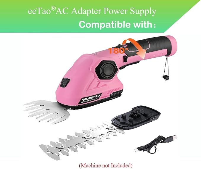 USB Type C Charging Cable Charger Power Cord Compatible with WORKPRO W125106AU W159019AE Cordless Grass Shear & Shrubbery Trimmer-2 in 7.2V 2Ah 2.0Ah 2000mAh Lithium-Ion Battery Power Supply