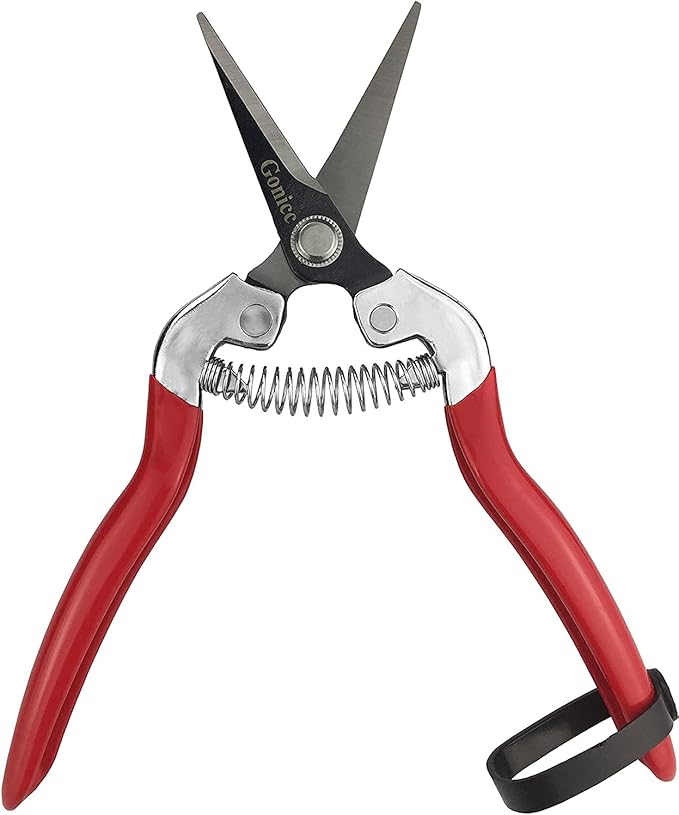 gonicc 8" Professional Premium Titanium Bypass Pruning Shears (GPPS-1003), Hand Pruners, Garden Clippers, Bonsai Cutters (Red Micro-Tip Pruning Snip)