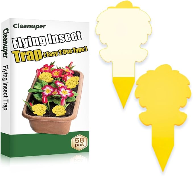 58 Pack Yellow Sticky Gnat Traps for Plants - Fungus Gnat Killer, Fruit Fly Traps for Indoors, Gnat Sticky Traps for Plants, Family Friendly Design, Ice Cream Shape