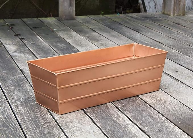 Achla Designs C-20C Copper Plated Flower Box, Medium Window Flowerbox Planter