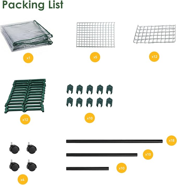 5 Tier Indoor Greenhouse with Grow Lights & Wheels & 2 Ventilation Windows & 5 Shelves , 36"x19"x70" Mini Greenhouse with Wheels & Transparent PE Cover
