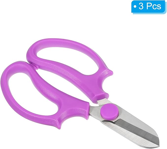PATIKIL Floral Scissor, 3 Pcs Garden Scissors Floral Shears Gardening Pruning Shears Scissors with Comfort Grip Handle for Plants Trimming, Purple
