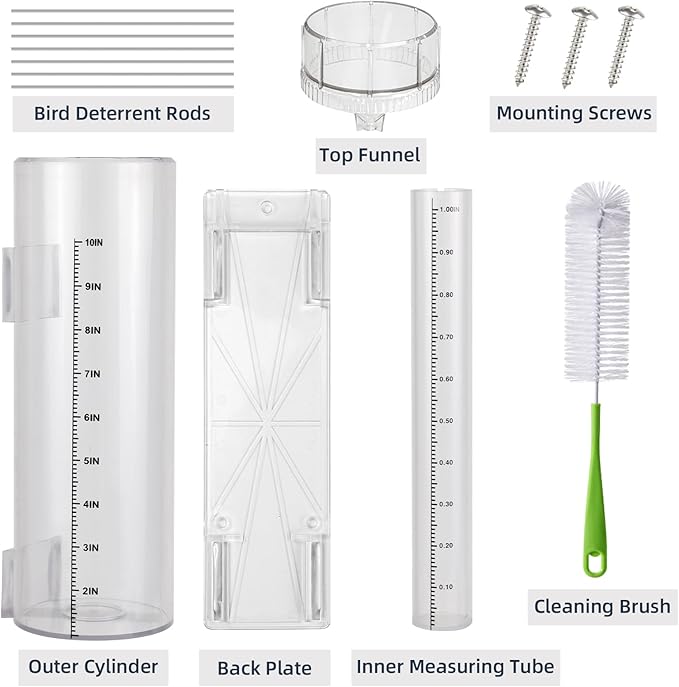 Rain Gauge Outdoor Tube,10"Capacity Easy-to-Read Large Rain and Snow Gauge with Mounting Bracket,Freeze Proof Rain Gauge for Yard Garden Rainfall Measure,Precise Professional Accurate to 0.01 inch