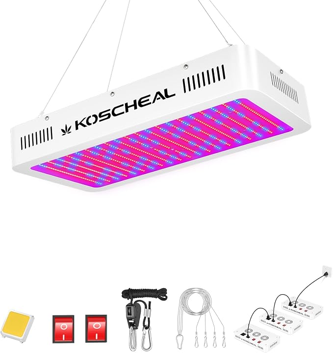KOSCHEAL KS2000 230W LED Grow Lights for Indoor Plants, 2.8 µmol/J Full Spectrum Plant Light with UV & IR, Veg/Bloom Switches & Daisy Chain for 4x4 / 3x4 ft Grow Tent