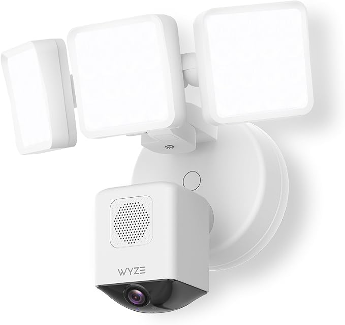WYZE Floodlight Camera Pro, PCMag Editors' Choice 3000-Lumen LEDs, 2.5K HD Outdoor Security Camera, 180° Wide View, Motion Detection, Color Night Vision, Works with Alexa & Google-White